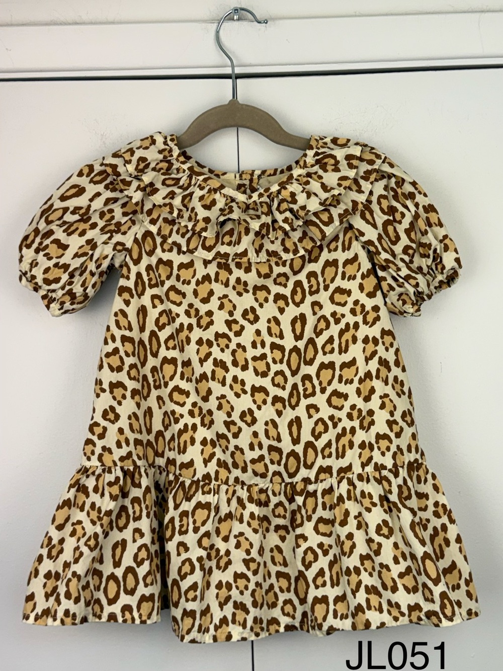Janie and Jack Snow Leopard Ruffle Collar Dress 2T